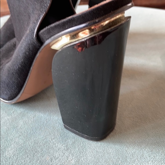 Black Suede slingback high heeled sandal - Picture 2 of 4